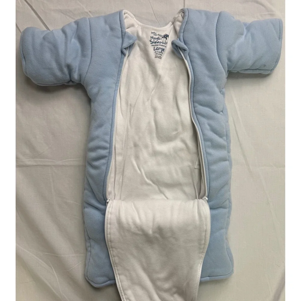 Baby Merlin's Magic Sleepsuit Blue Cotton Transition Swaddle Large 6-9 Months